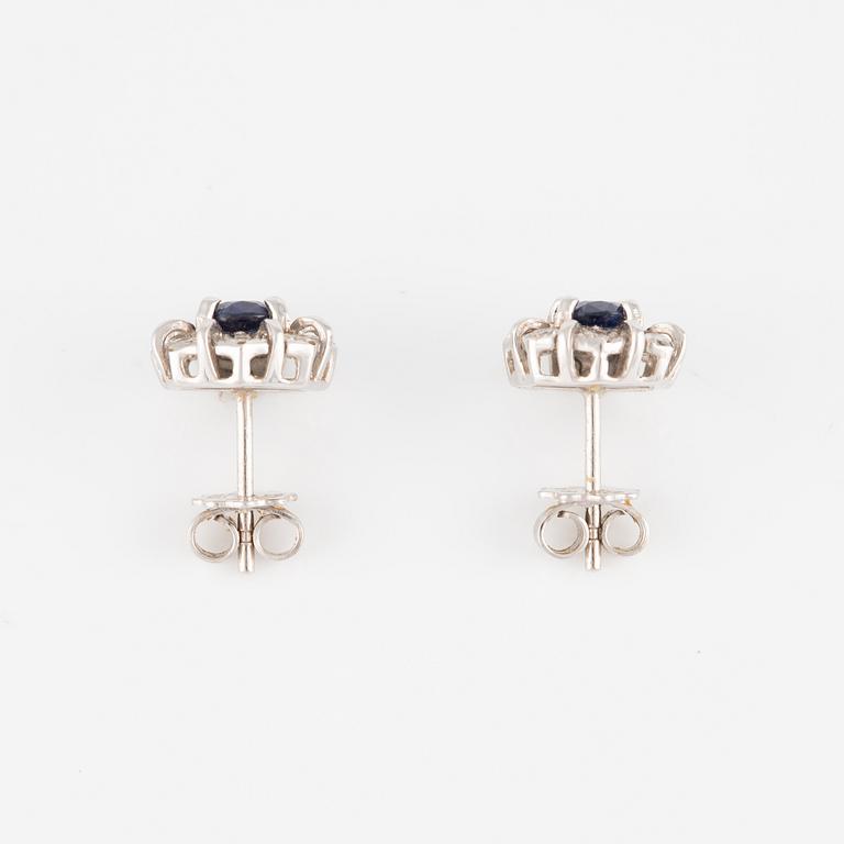 Earrings, one pair, Strömdahl, carmosé, 18K white gold with sapphires and brilliant-cut diamonds.