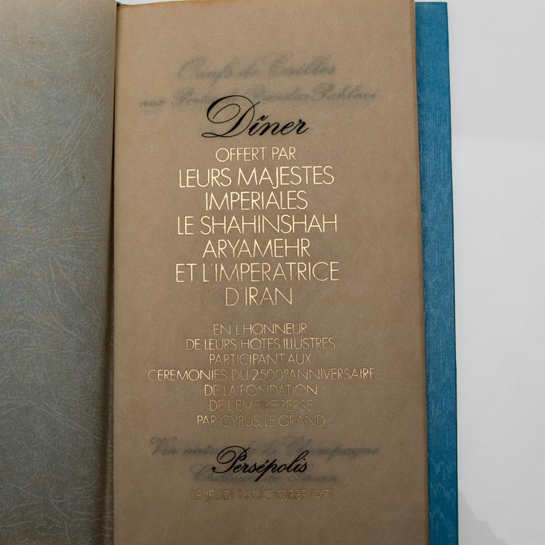 GULDMYNT, Farah Pahlavi (f. Diba). MENY och EP-skiva, Persépolis 14.10.1971. Guldmyntets vikt 4 g.