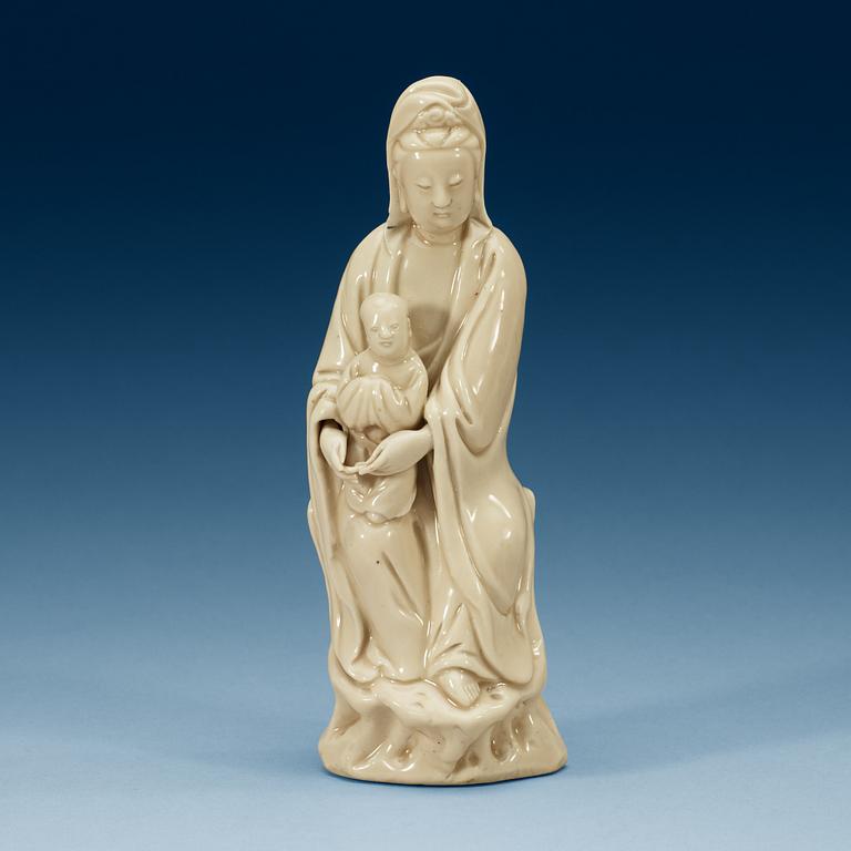 A blanc de chine figure of Guanyin, Qing dynasty 18th Century.