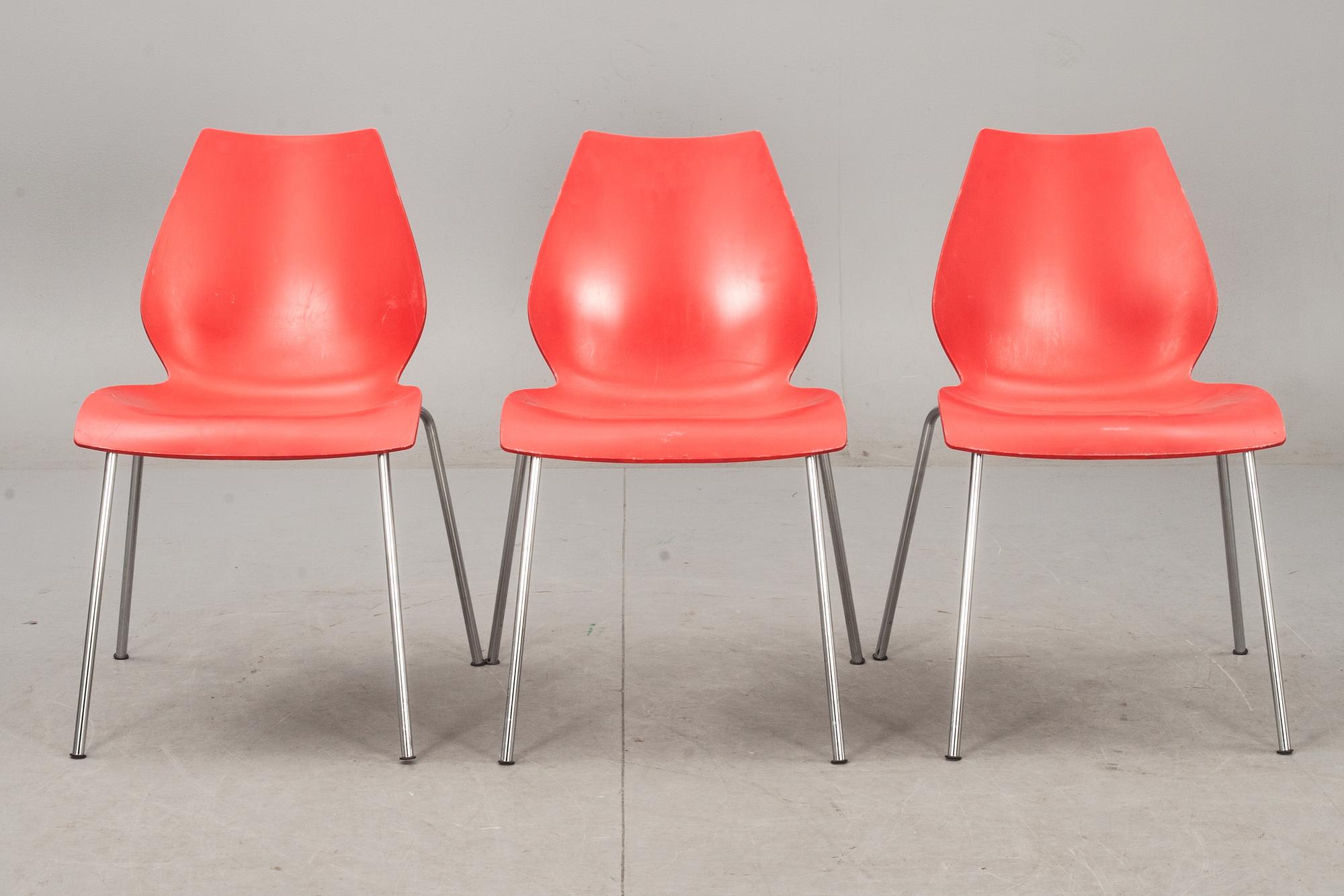 STOLAR, 3 st, "Maui", Vico Magistretti för Kartell, Italien, märkta.