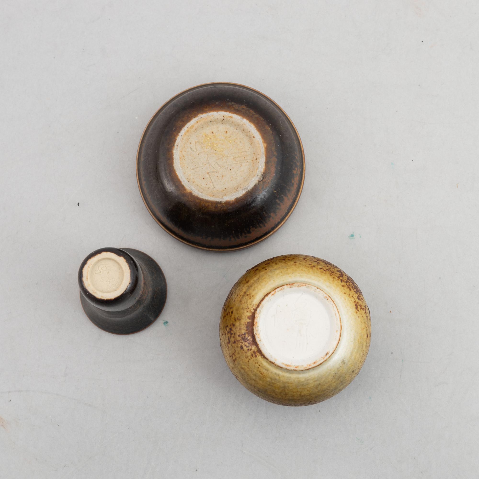 Stig Lindberg, a set of seven miniatures, Gustavsberg Studio ( five vases, two bowls).