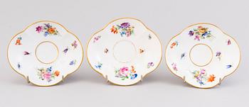 SIX COFFEE CUPS WITH SAUCERS, porcelain, Meissen, 20th century.