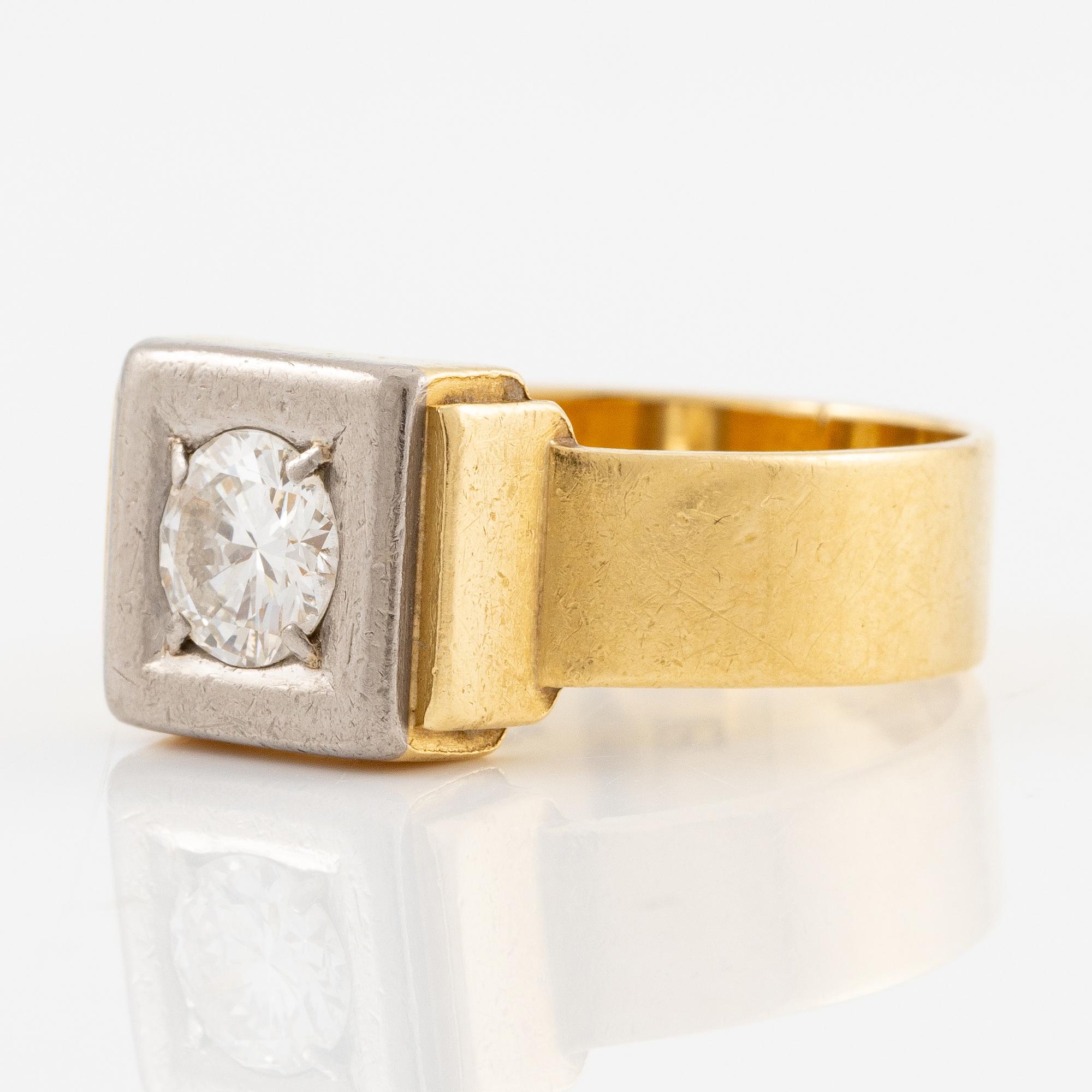 Wiwen Nilsson, Wiwen Nilsson, a ring, 18K gold with a round brilliant-cut diamond, Lund 1964.