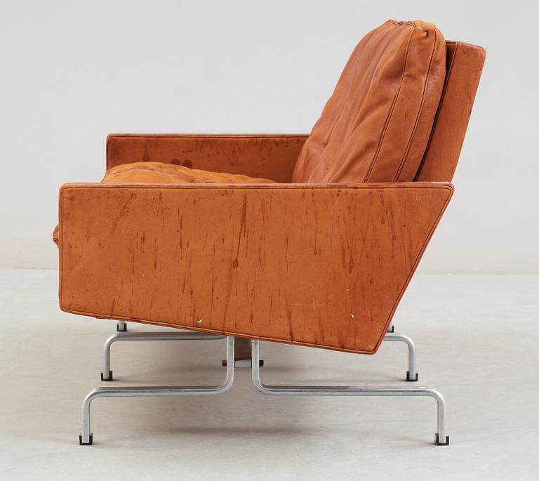 A Poul Kjaerholm brown leather 'PK-31'-2 sofa, by E Kold Christensen, Denmark.