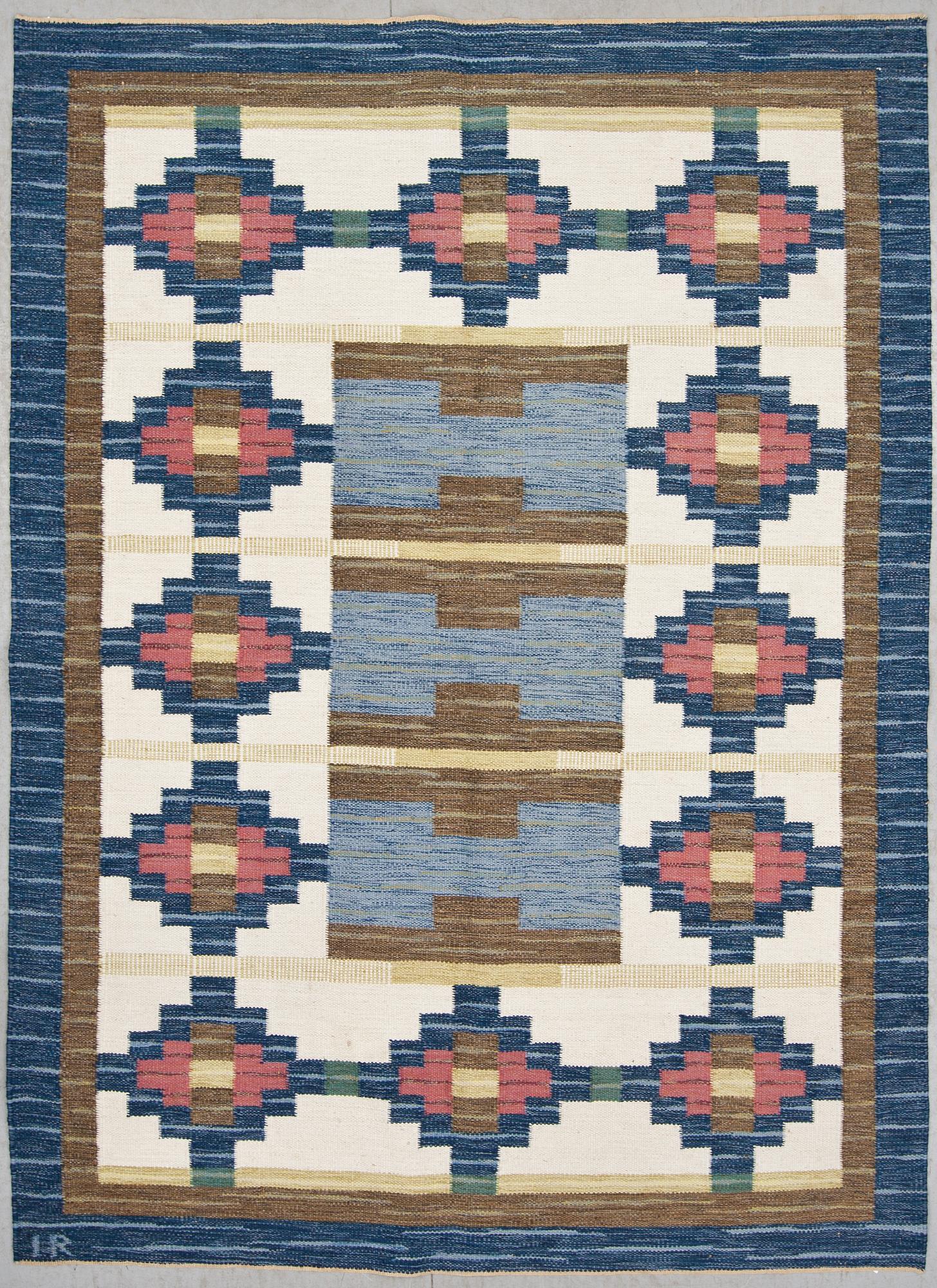 MATTA, rölakan, monogramsignerad IR, Ida Rydelius, 1900-talets andra hälft. Ca 241 X 173 cm.
