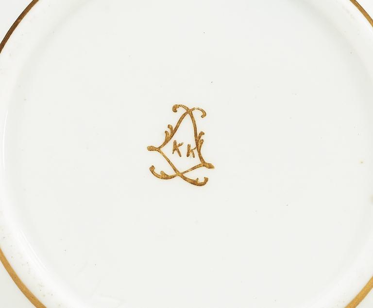 A green ground Sèvres cup and saucer, 18th Century.