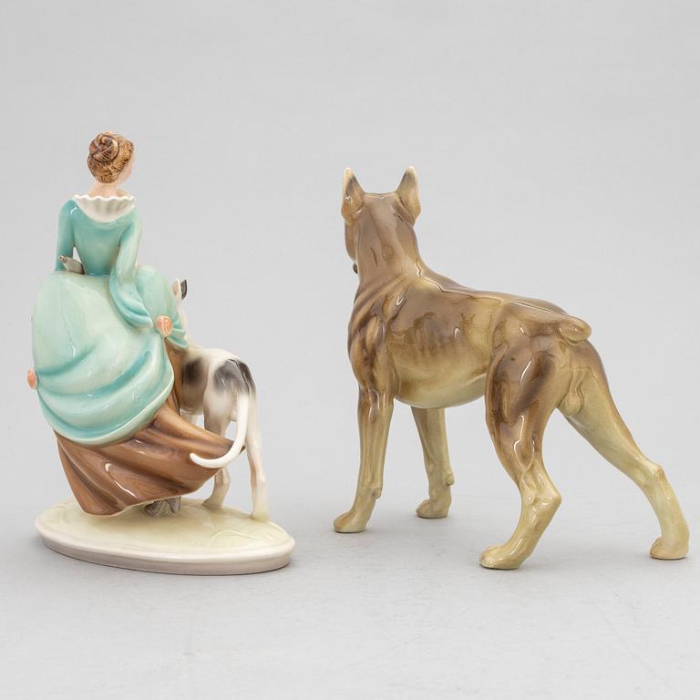 Two porcelain figurines, Keramos, Austria, 20th century.
