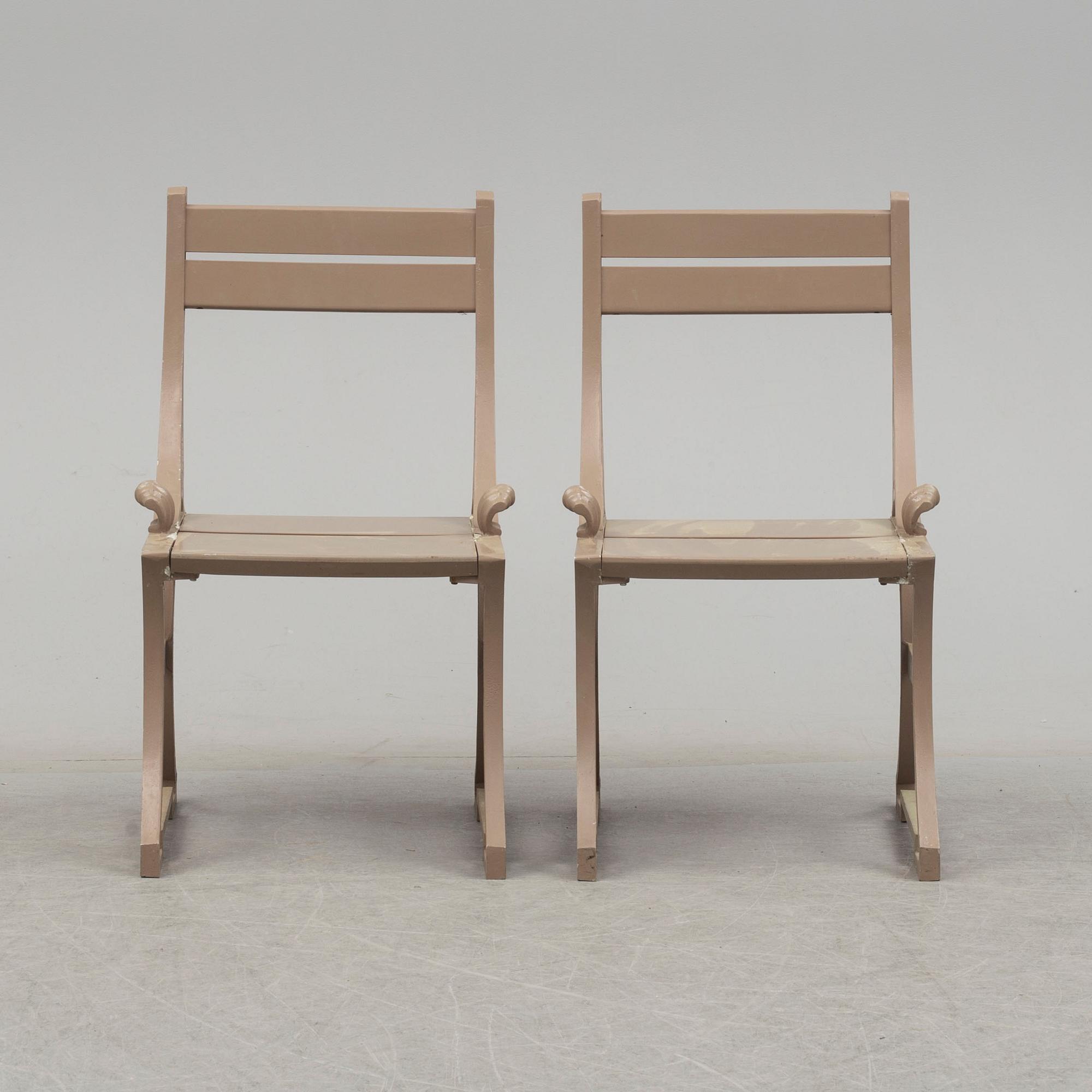 A pair of late 20th century garden chairs, "Sneckan", Folke Bensow, Byarums Bruk.