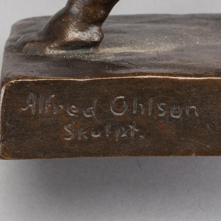 ALFRED OHLSON, skulptur signerad patinerad brons.