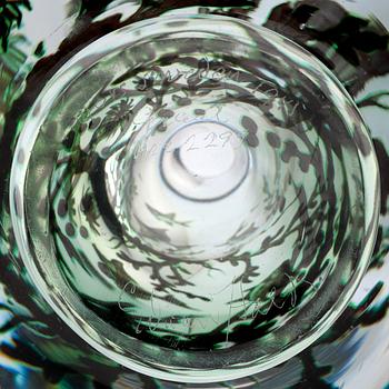 Edward Hald, a "fish graal" glass vase, Orrefors, Sweden 1945.