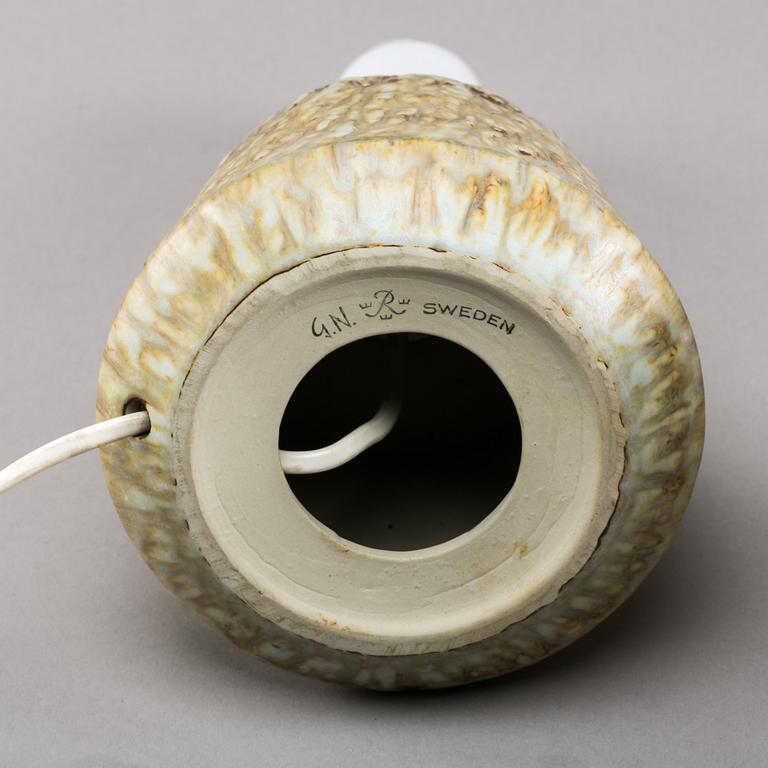 A mid 20th century Gunnar Nylund stoneware table lamp.