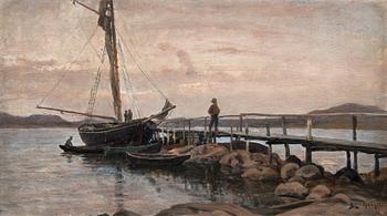53. Berndt Lindholm, BOATS AT THE JETTY.