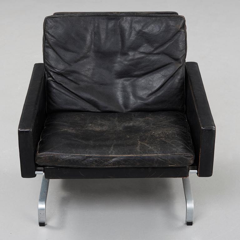 Poul Kjaerholm, a 'PK-31' black leather and steel armchair, E Kold Christensen, Denmark 1960's.