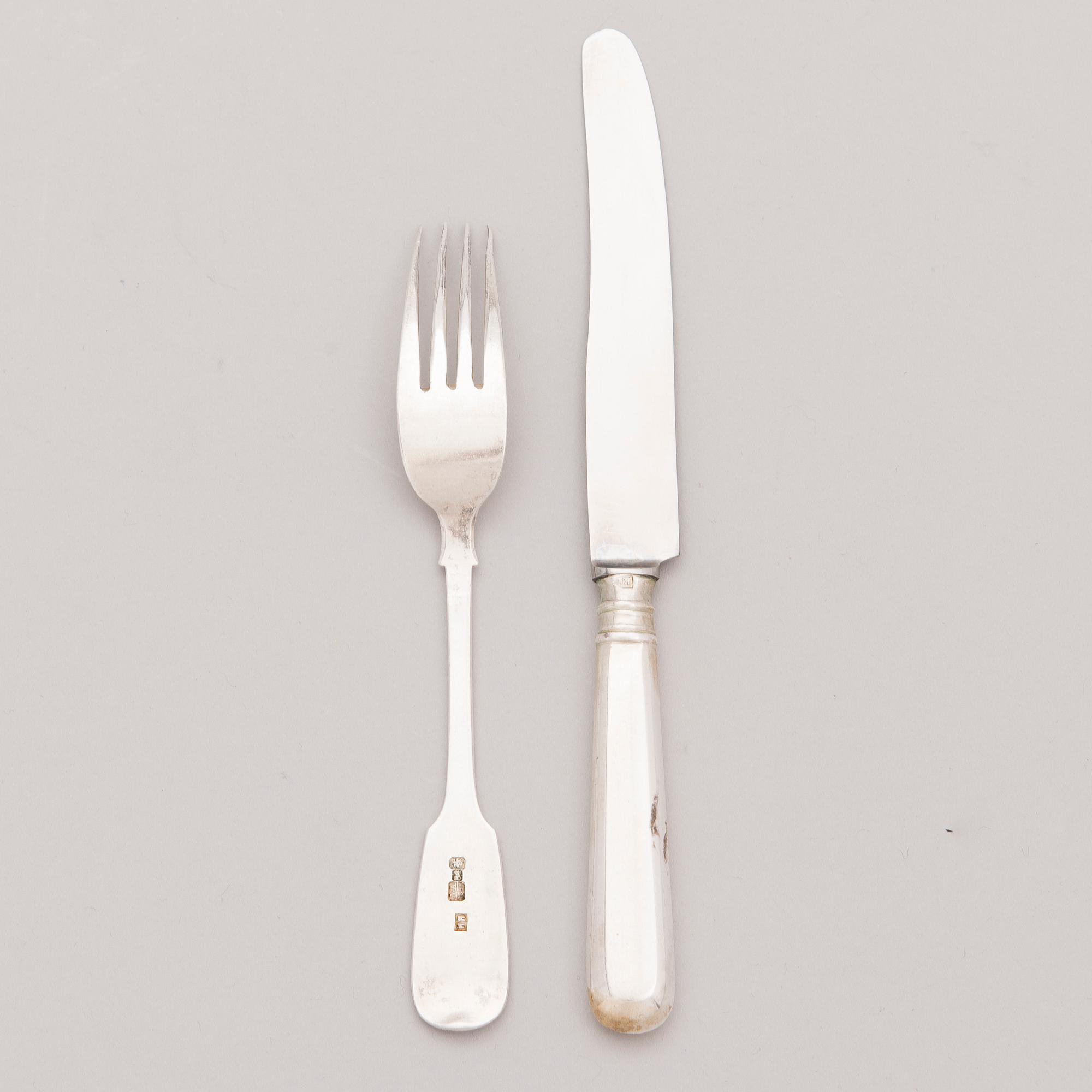 A 20-piece silver Russian cutleryset Moscow 1896.