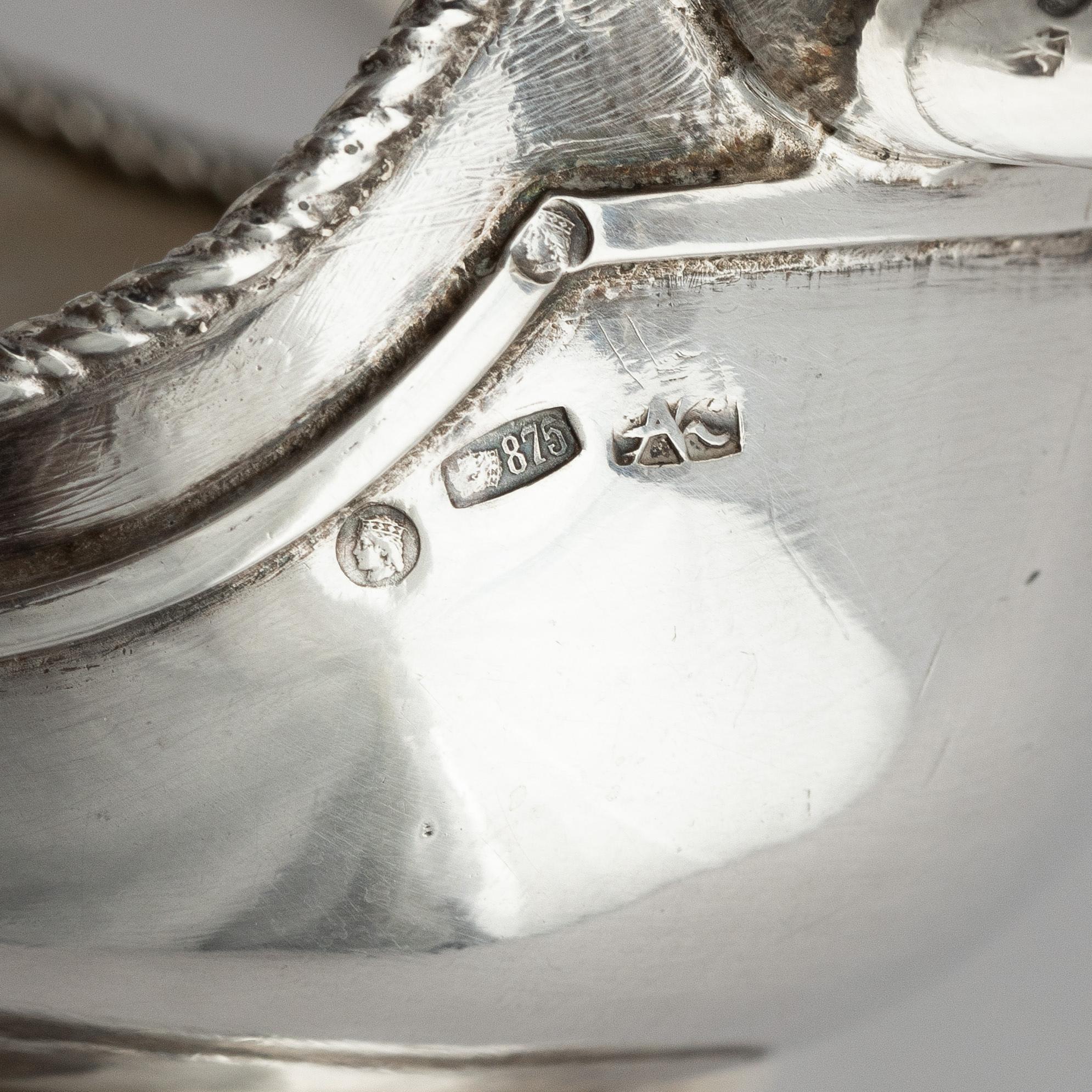A Latvian silver kovsh, unidentified maker's mark, Latvia circa 1920-1939.