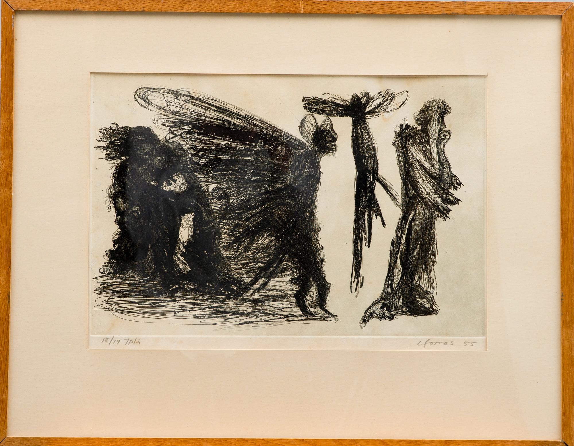 LEANDER FORNAS, etsning, signerad, daterad 55 och numrerad 18/19. Konstnärens avdrag.