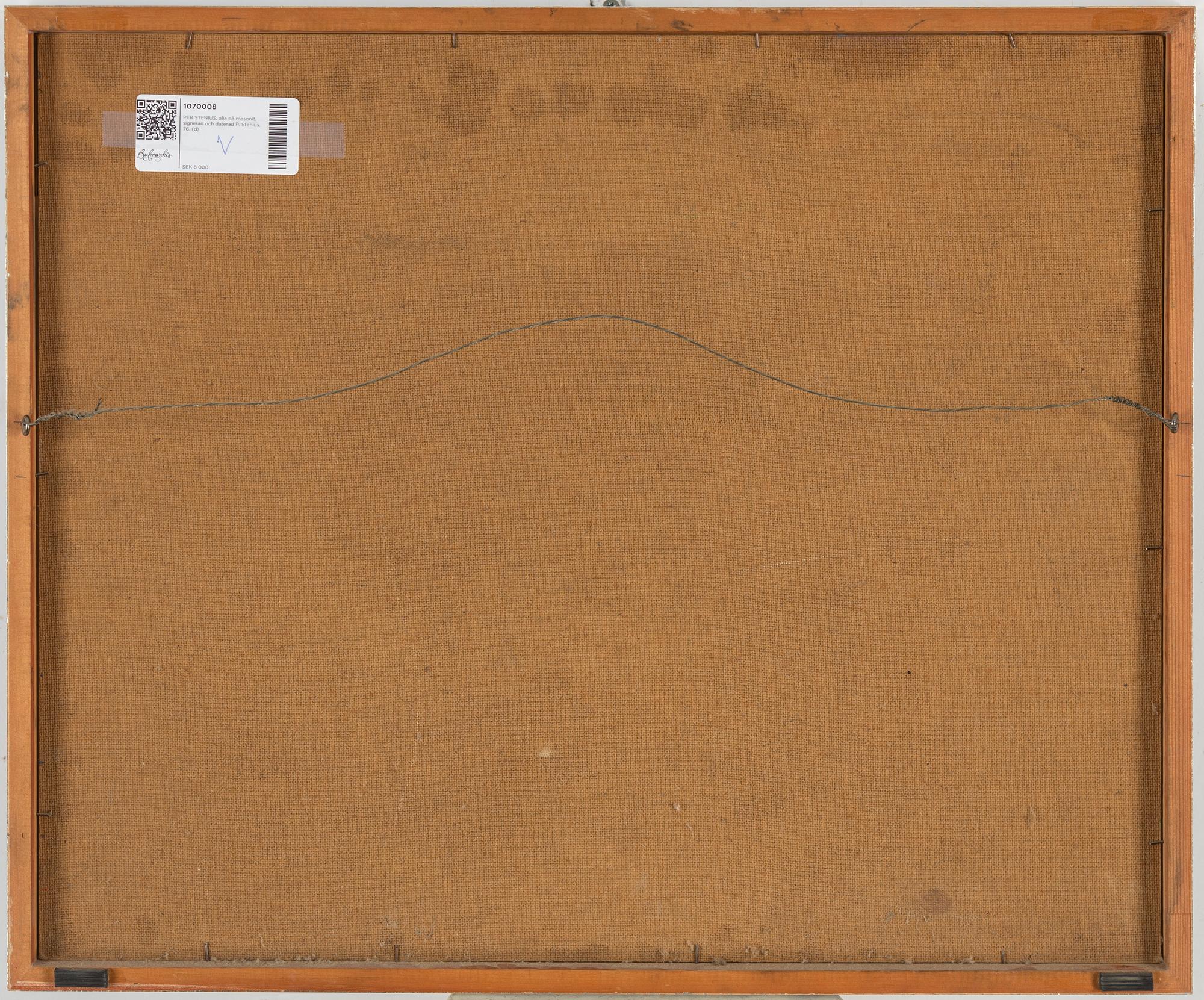 PER STENIUS, oil on masonite, signed and dated P. Stenius. 76.