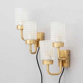 A pair of wall lamps, Malmö Metallvarufabrik, second half of the 20th century.