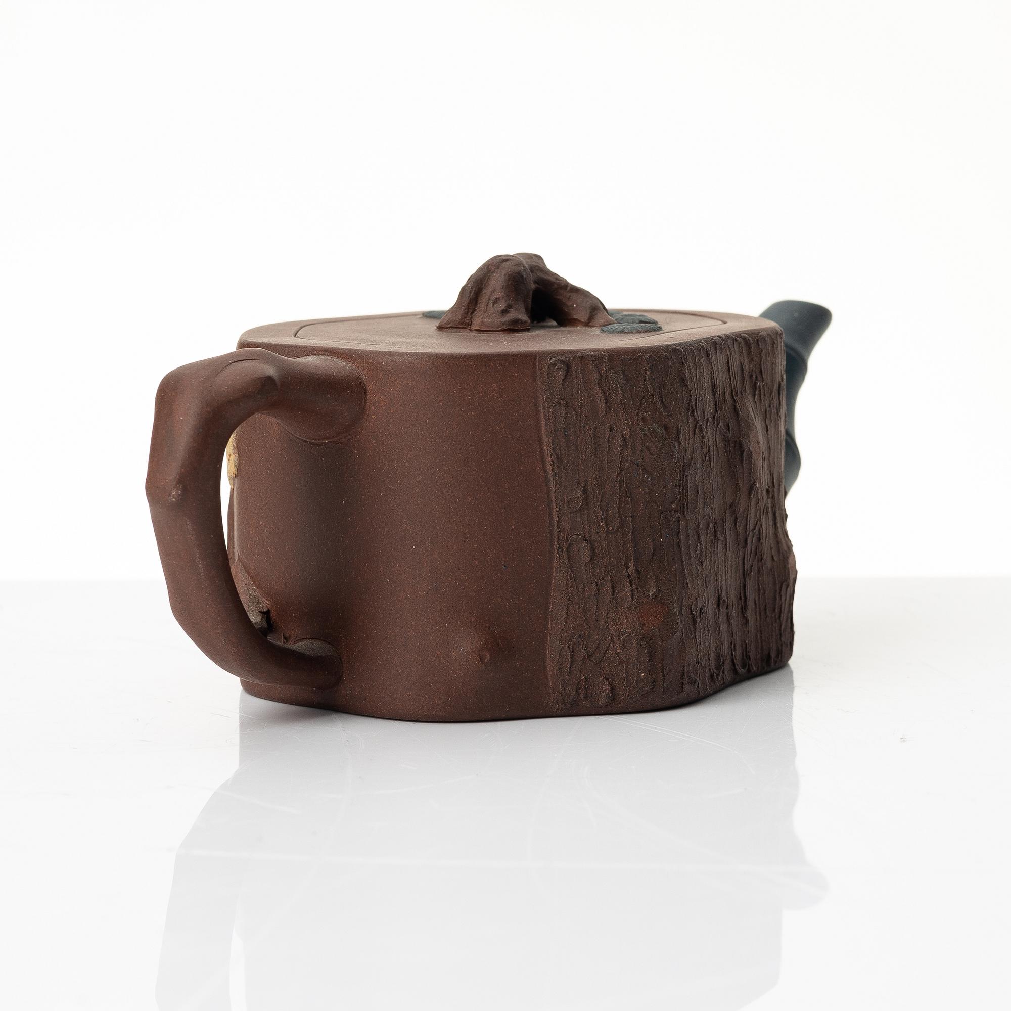 A Chinese polychrome yixing teapot, 1980s.