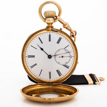 Pocket watch, half hunter, 45 mm.