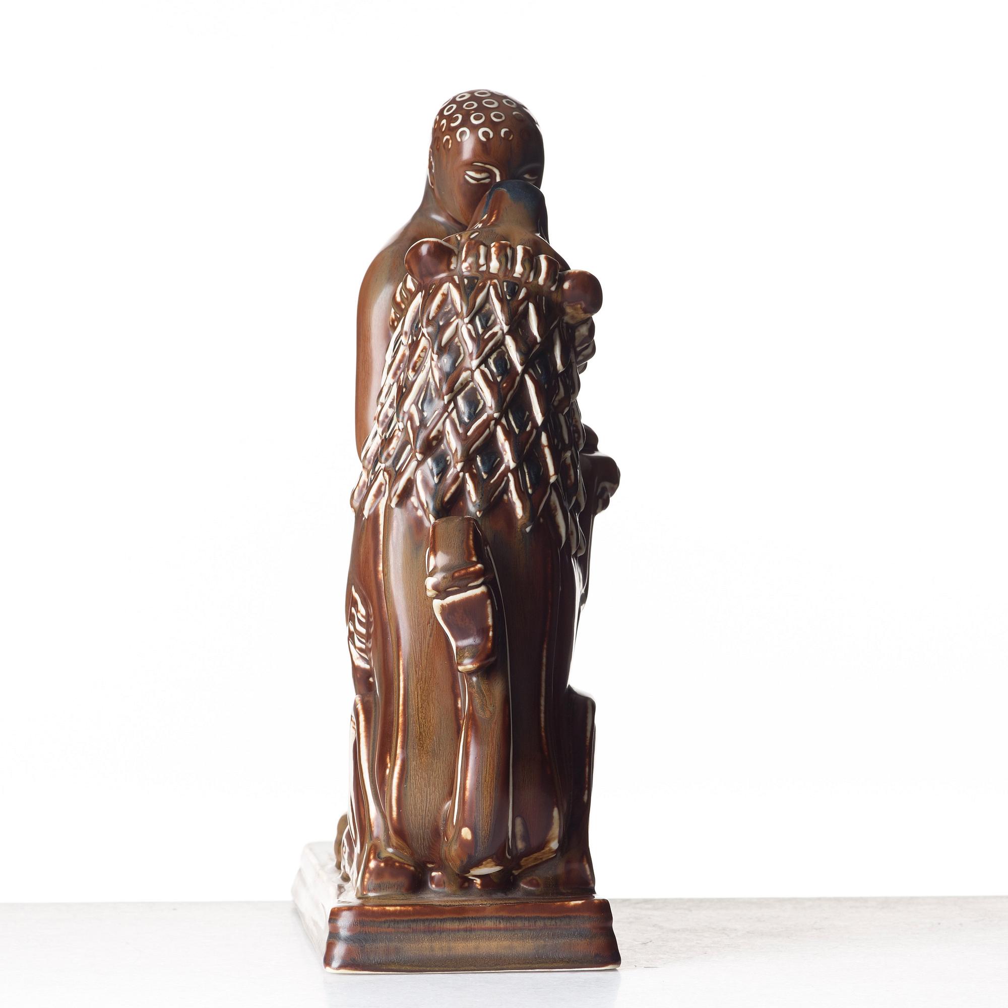 Gunnar Nylund, skulptur, "Androcles och lejonet", Rörstrand 1950-tal.