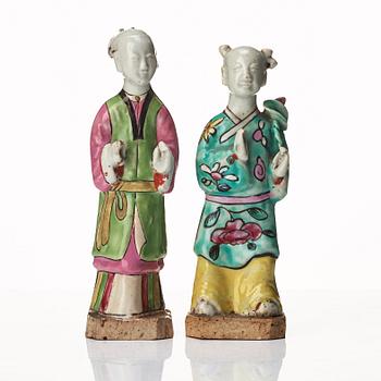 Figuriner, åtta stycken, porslin. Qingdynastin, 1800-tal.