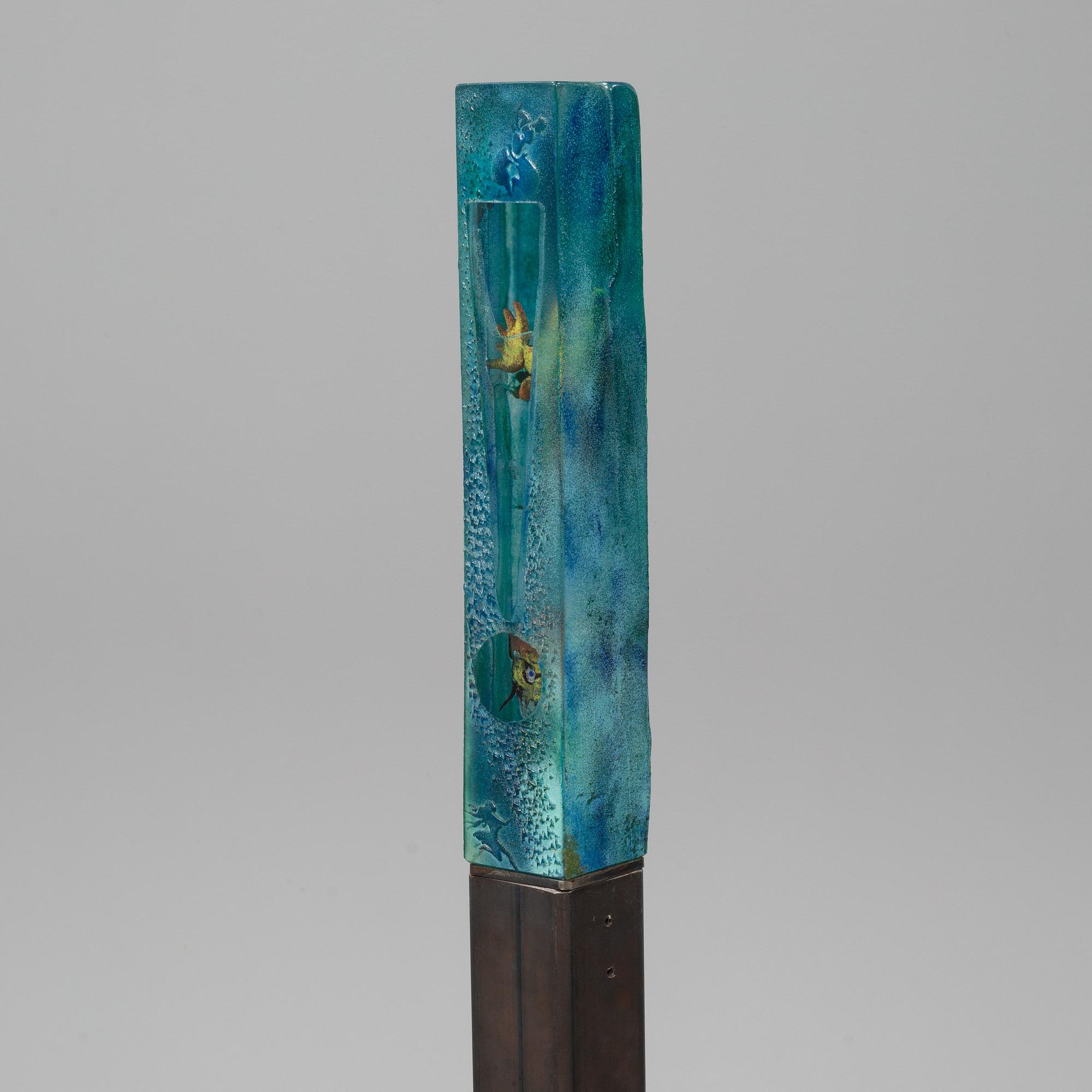 KJELL ENGMAN, a unique sand cast glass sculpture, Kosta Boda, Sweden.
