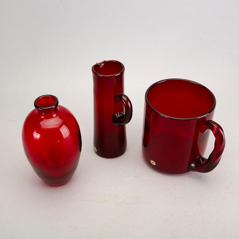 Monica Bratt, 3 dlr, bägare, vas och karaff, Reijmyre.