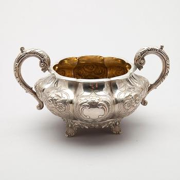 KAFFE- / TESERVIS, 4 delar, silver, London 1836, England.  Tot. vikt ca 2224 g.