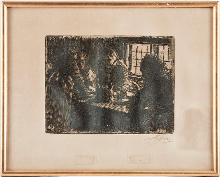 ANDERS ZORN, etsning. Signerad. Signerad och daterad 1905 i plåten.