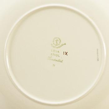 STIG LINDBERG, tallrikar, 12 st, "Löja", Gustavsberg 1948-62.
