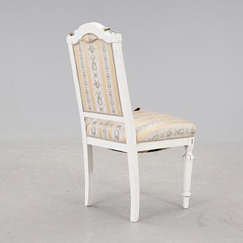 STOLAR, 3 st, nyrokoko, samt STOL, gustaviansk stil, 1800/1900-tal.