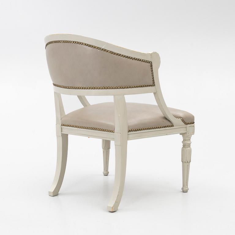 A late Gustavian style armchair, late 20th Century.