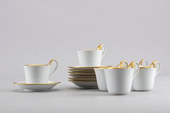 Six coffee cups Bing & Gröndahl, model 485, late 20th century.