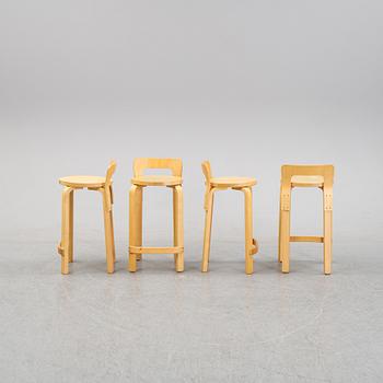 A pair of 'K65' bar stools designed by Alvar Aalto, second half of the 20th century.