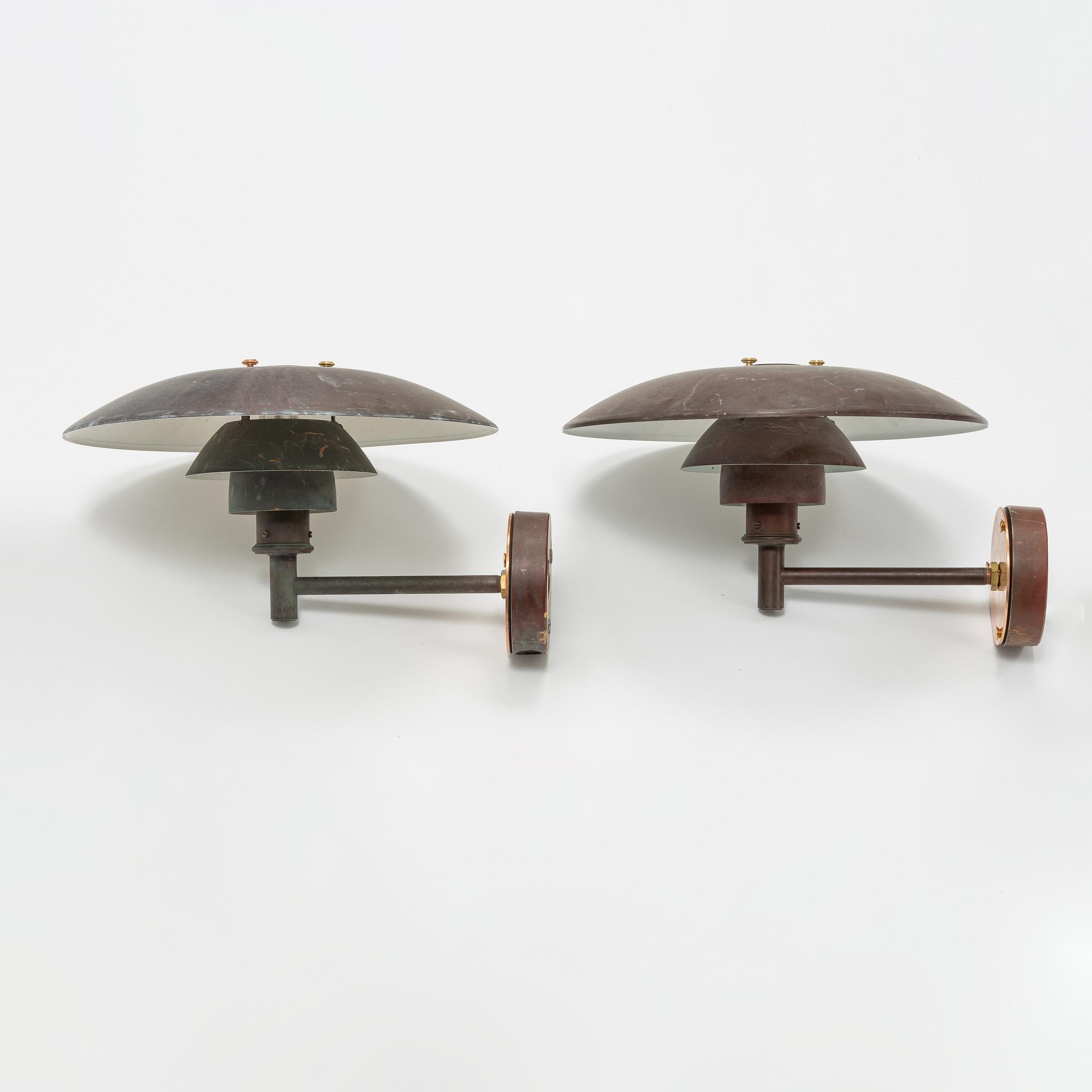 Poul Henningsen, a pair of 'PH' copper wall lights, Louis Poulsen, Denmark.