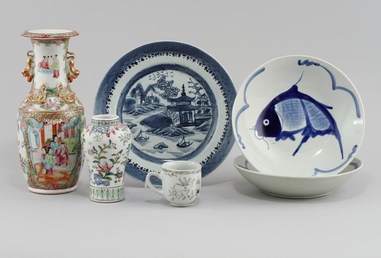 PARTI PORSLIN, 6 delar, Kina, 1700-tal, 1800-tal respektive 1900-tal.