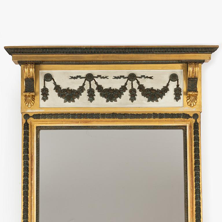 Spegel, tillskriven Jonas Frisk (spegelfabrikör i Stockholm 1805-24), Sengustaviansk.