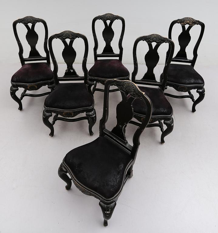 STOLAR, 6 st, senbarockstil, 1900-talets första hälft.