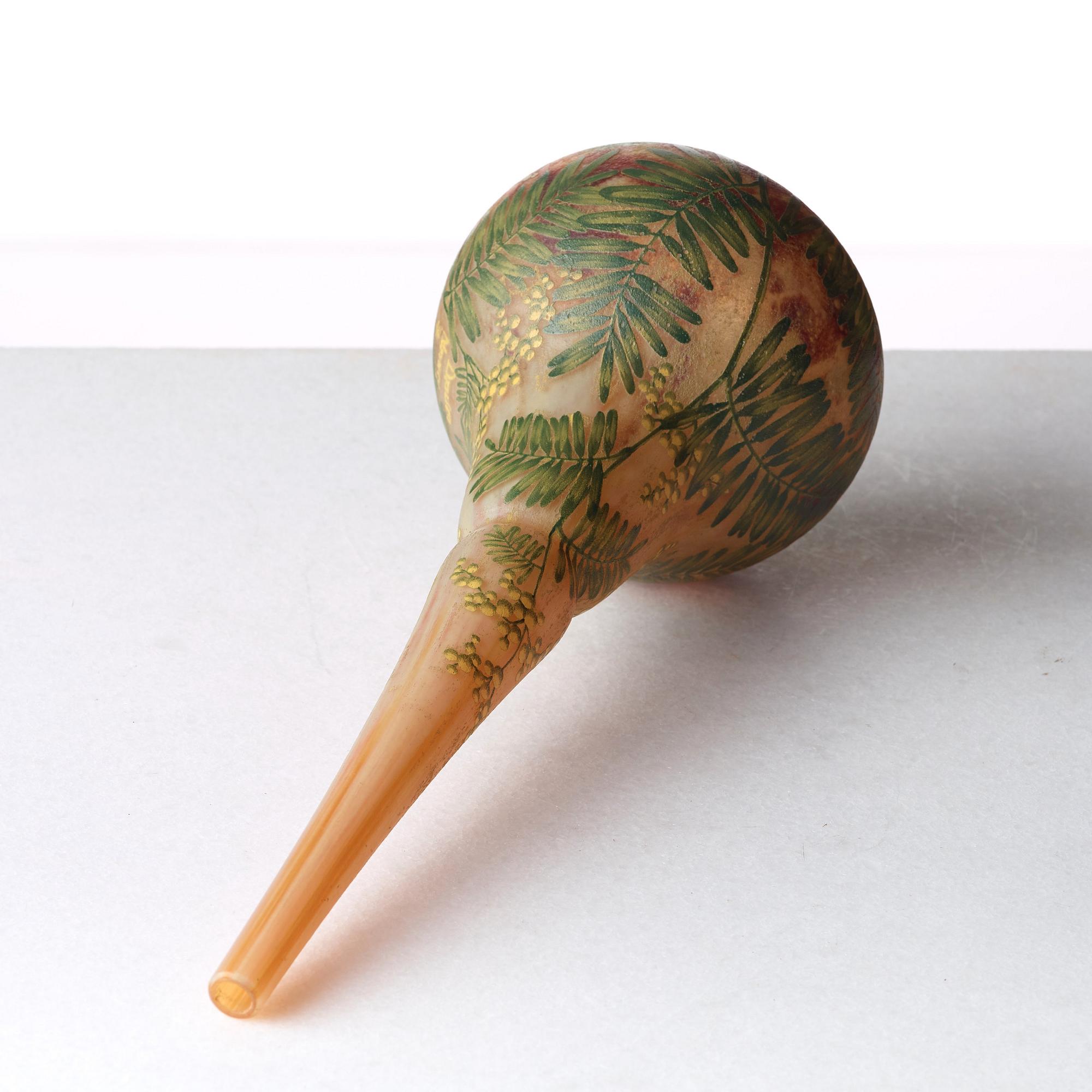 A Daum Art Nouveau enamel painted and etched cameo glass vase, Nancy, France.