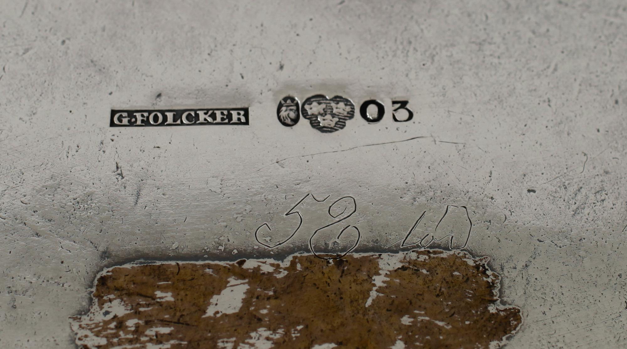 TEKANNA, silver, Gustaf Folcker, Stockholm 1820. Vikt ca 798 gram.