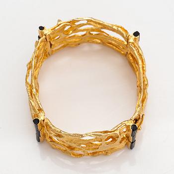 Björn Weckström, "Sacrificial fire", An 18K gold and tourmaline bracelet. Lapponia 1971.