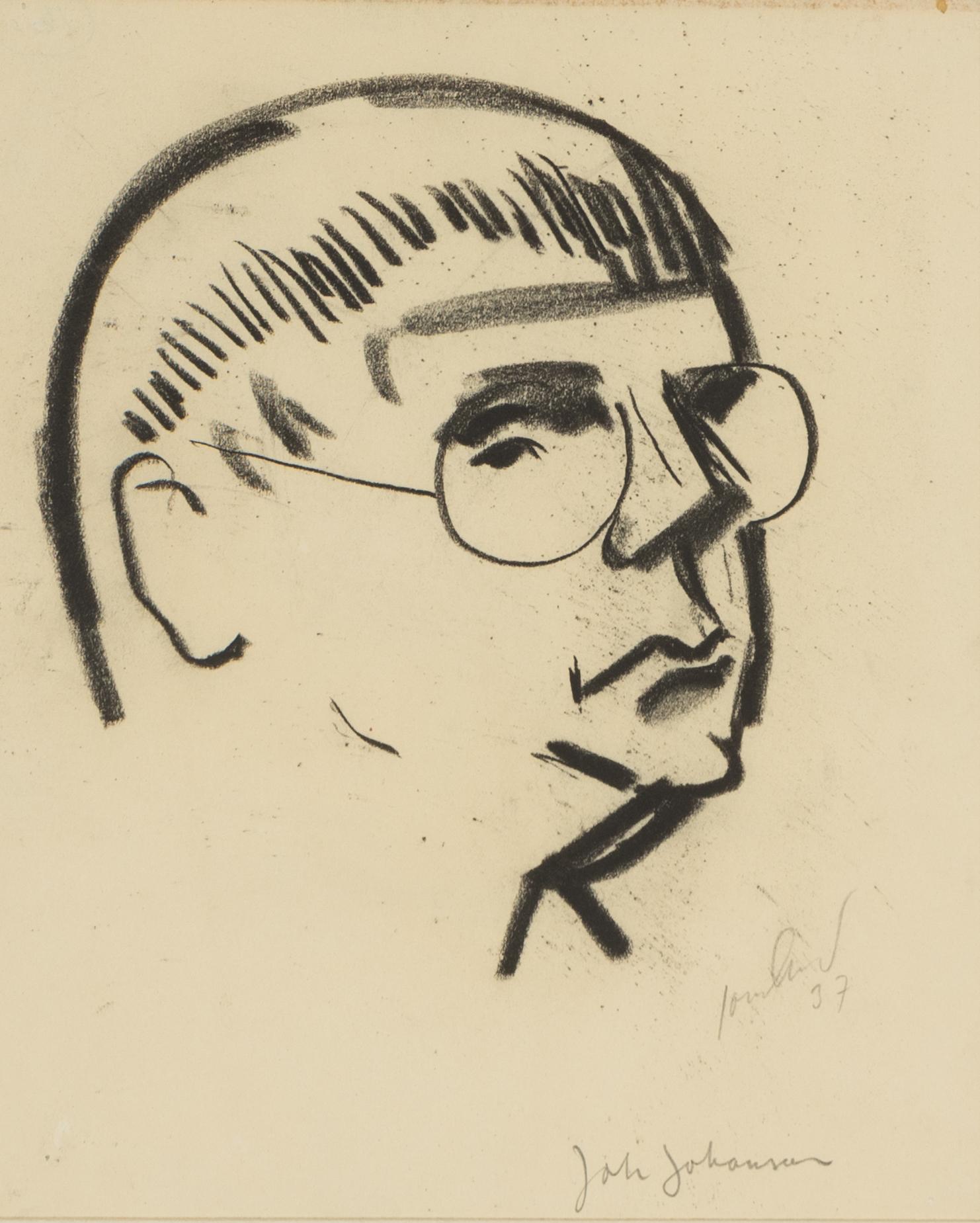 John Jon-And, 2 pencil/charcoal drawings on paper, signed 37 8one).