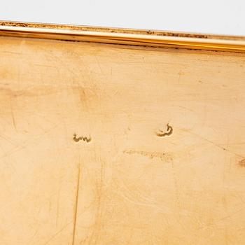 An probably early 19th century Hanau gold and royal blue enamel box with pearls.