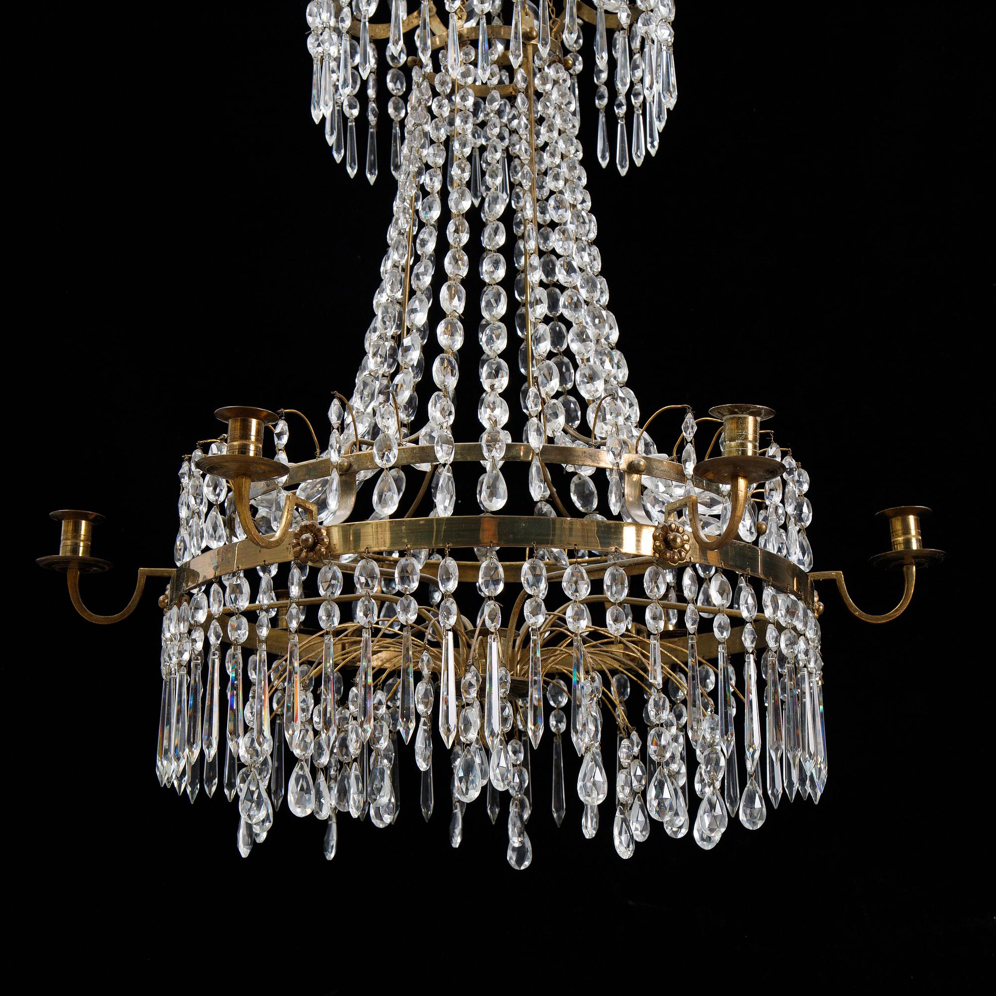 A Gustavian style chandelier, 19th Century.