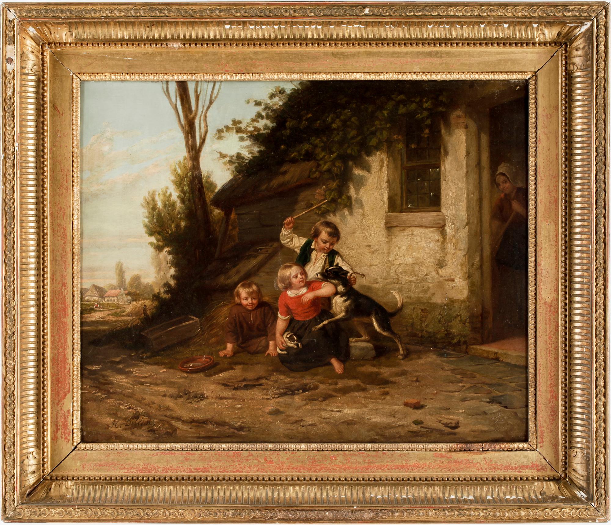 HENRI JOZEF DILLENS, tillskr, olja på pannå, sign.