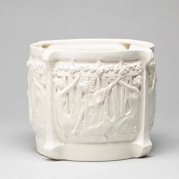 Alf Wallander, An Alf Wallander art nouveau creamware flower pot, Rörstrand, Sweden.