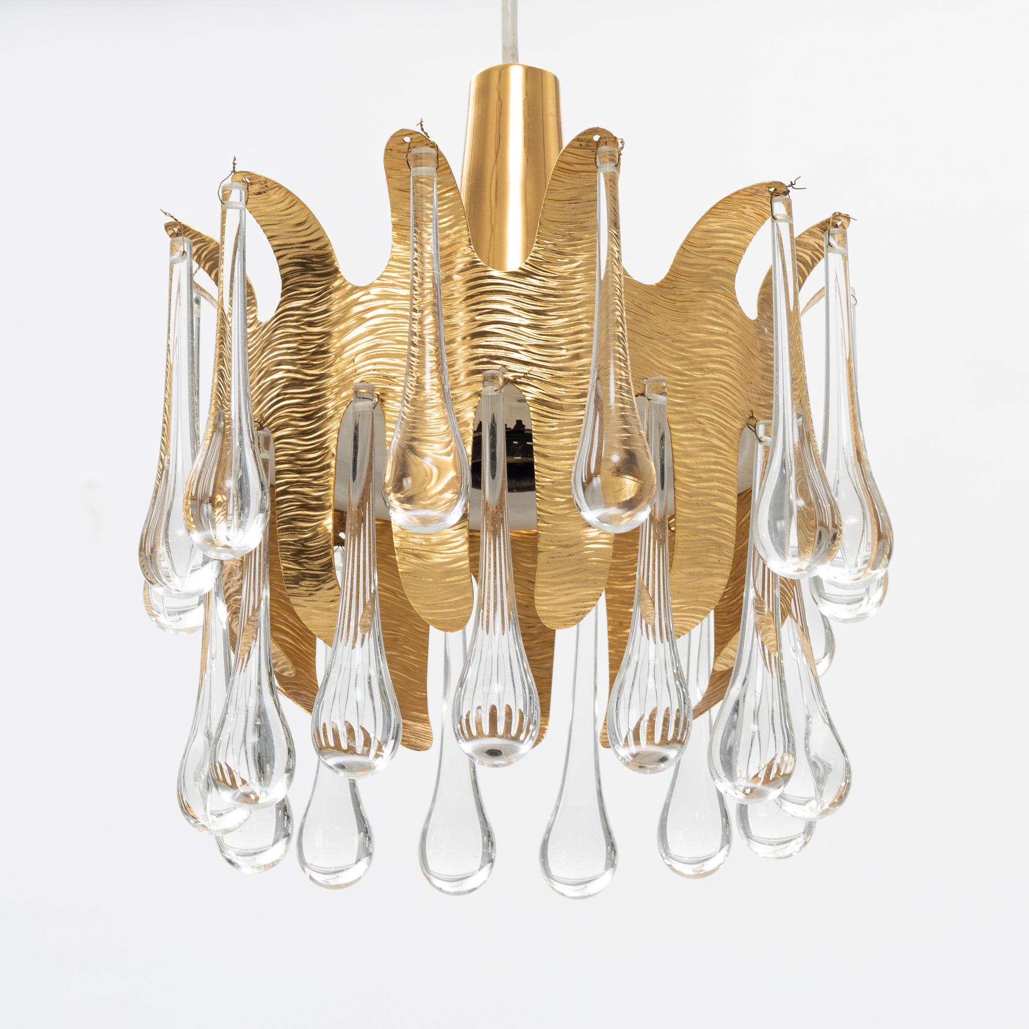 Palwa Palm & Walter, a brass ceiling lamp, Germany, 1970's.