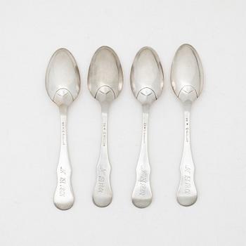 Johan Henrik Frodell, matskedar 4 st, silver, Stockholm 1801.