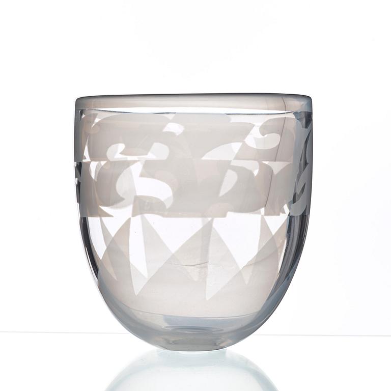 Gunnar Cyrén, a glass vase, Orrefors 1965.